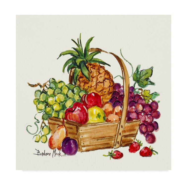 Bay Isle Home Pineapple and Fruit Basket Acrylic Painting Print